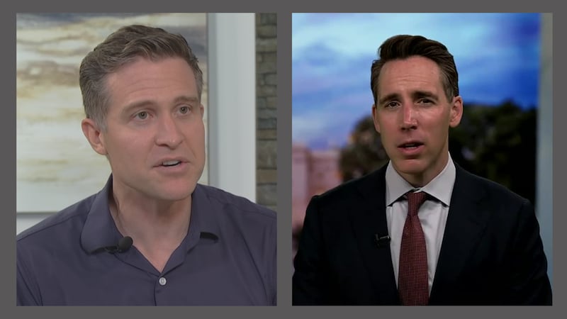 Lucas Kunce (left) and incumbent U.S. Sen. Josh Hawley will face each other in the November...