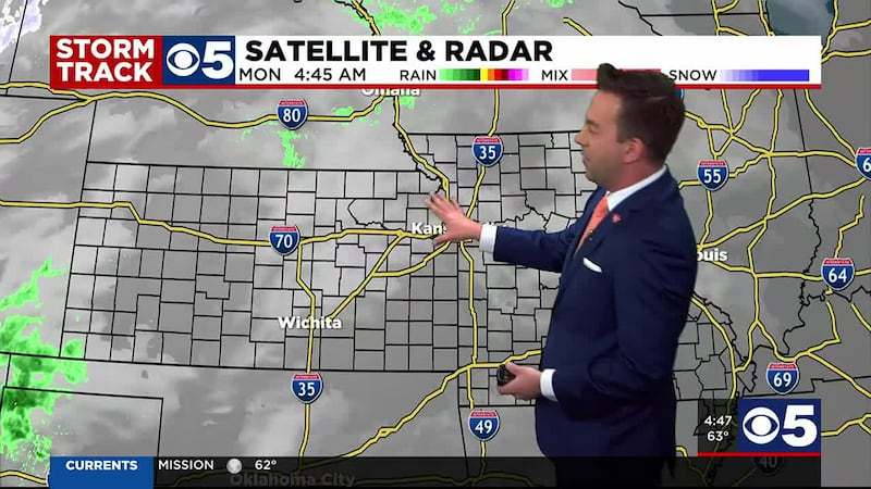 Rain moves in Monday afternoon.